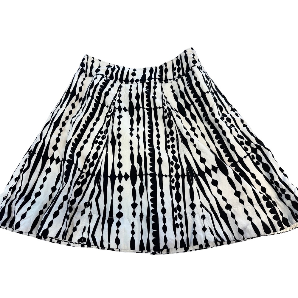 Anthropologie Postmark Corduroy Geometric A-Line Skirt Black White Size 10‎